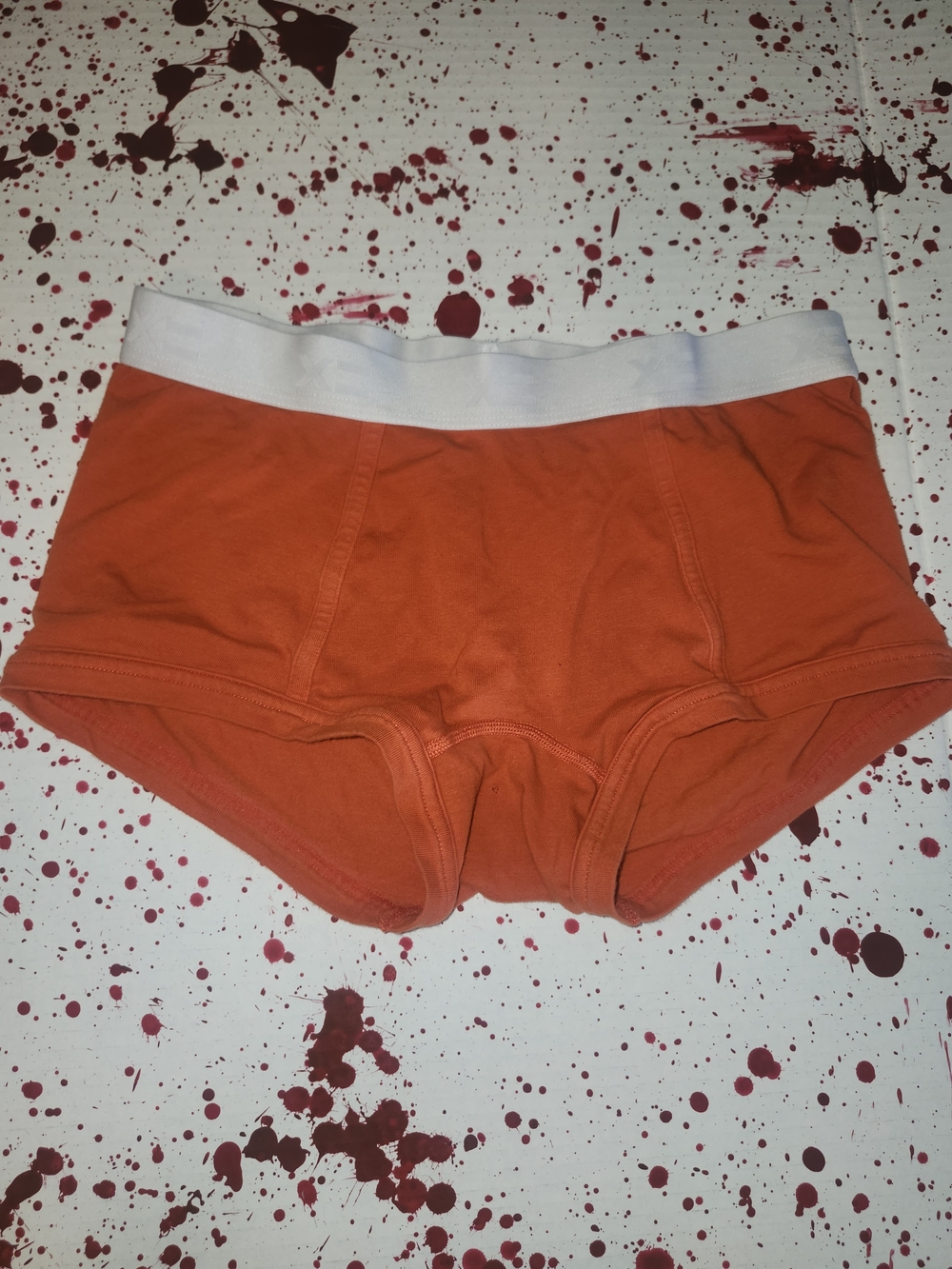 TomboyX Orange Cotton Shorts with White Waistband